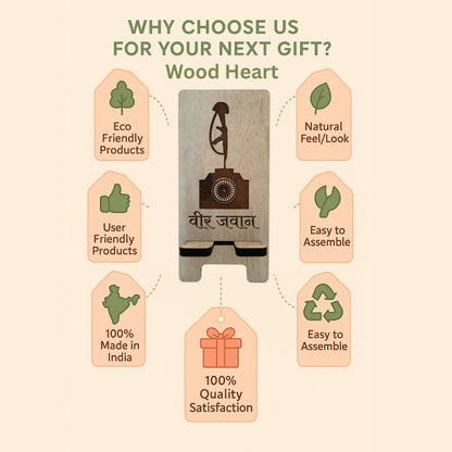 Veer Jawan Customized Wooden Mobile Stand – Patriotic Tribute Design