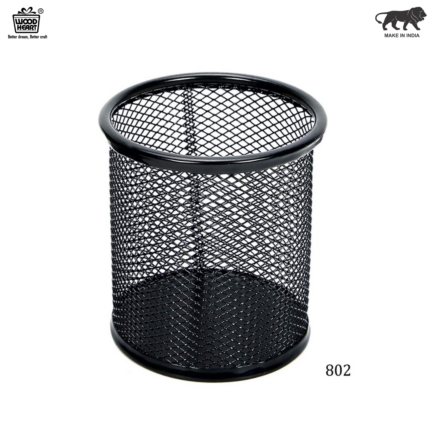 Black Metal Mesh Pen Holder