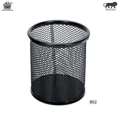 Black Metal Mesh Pen Holder