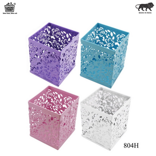 Pen Stand Metal Colourfull Square