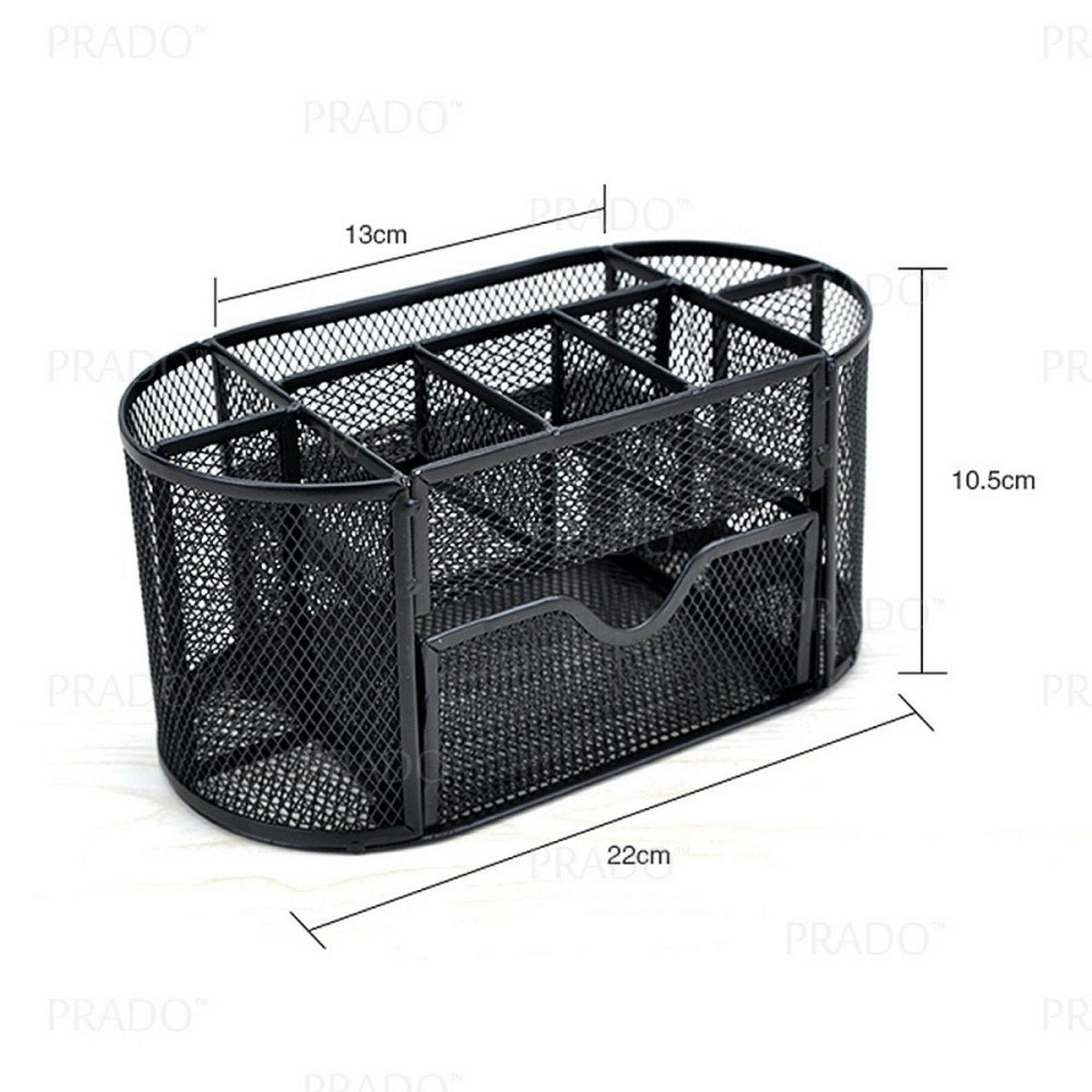 Oval Mesh Metal Desk Organizer with Drawer