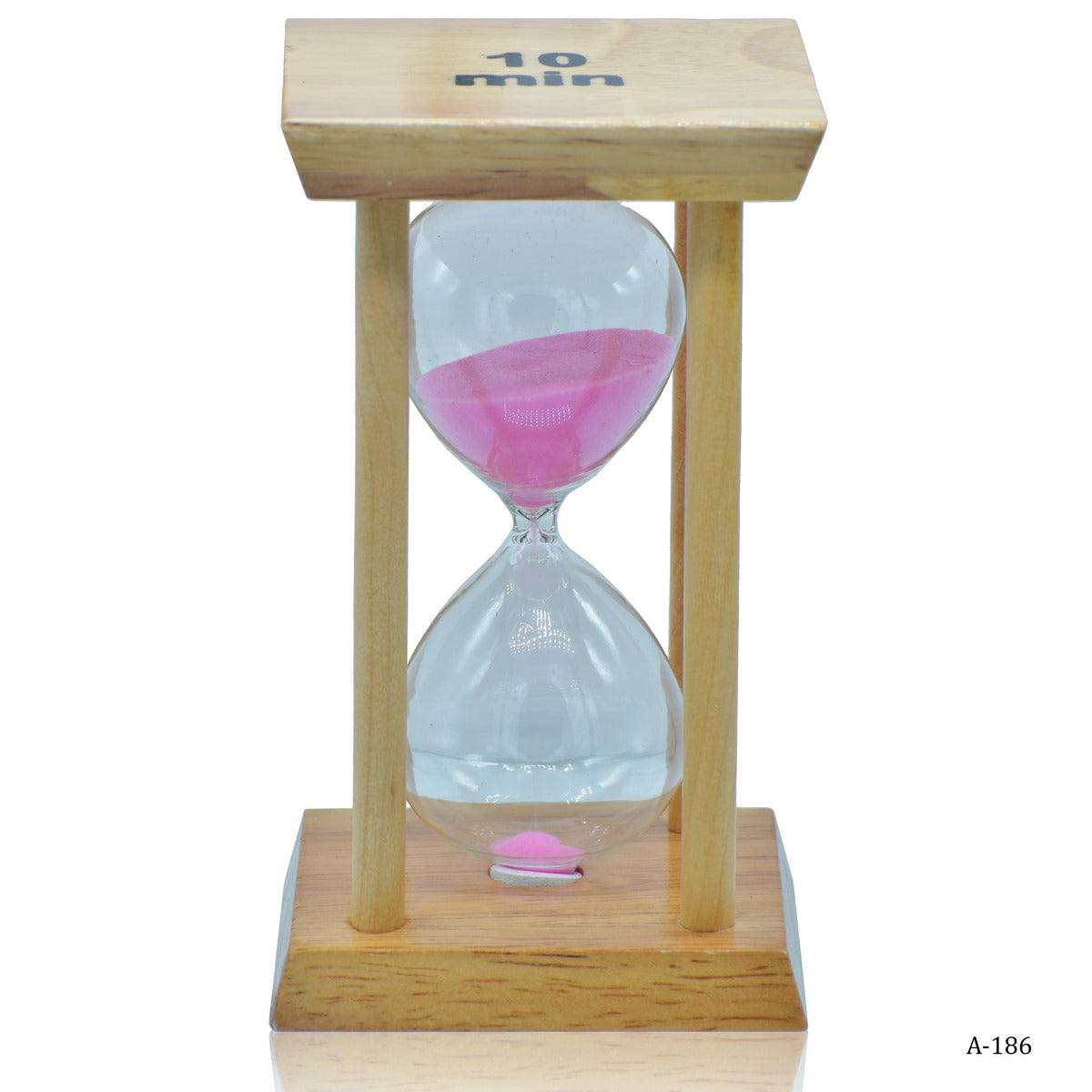 10-Minute Wooden Hourglass with Pink Sand
