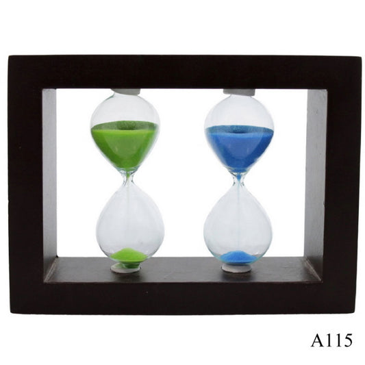 Dual Sand Timer Hourglass with Wooden Frame