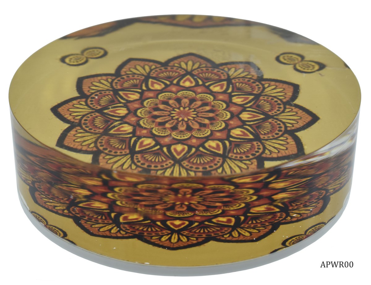 Mandala Art Round Acrylic Paperweight