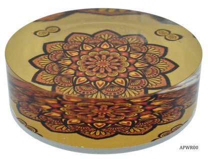 Mandala Art Round Acrylic Paperweight