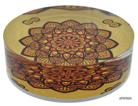 Mandala Art Round Acrylic Paperweight