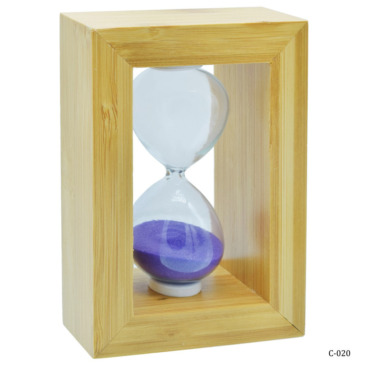 Natural Wooden Frame Hourglass Timer – Purple Sand