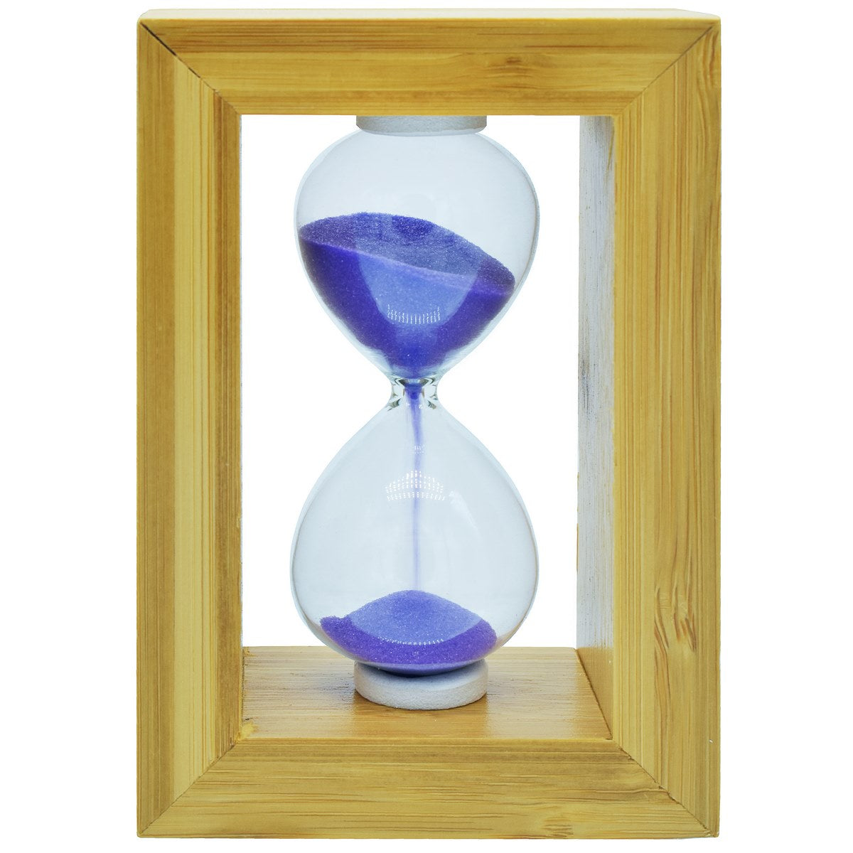 Natural Wooden Frame Hourglass Timer – Purple Sand