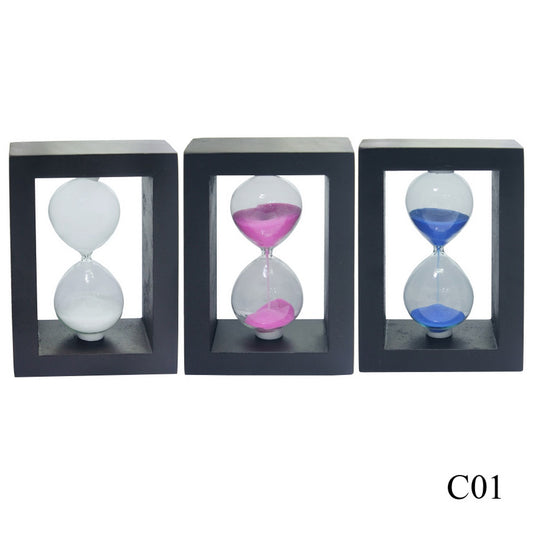 Decorative Wooden Frame Hourglass Timer – Assorted Colors