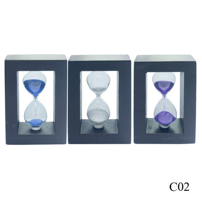 Modern Wooden Frame Hourglass Timer – Blue, White & Purple Sand