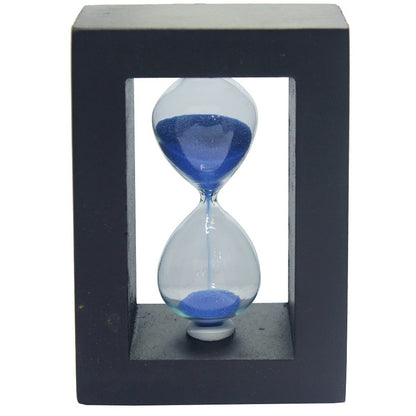 Modern Wooden Frame Hourglass Timer – Blue, White & Purple Sand