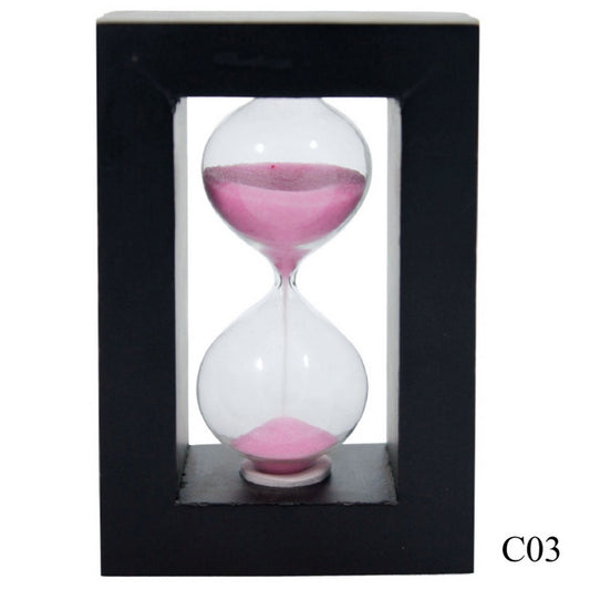 Elegant Wooden Frame Hourglass Timer – Pink Sand