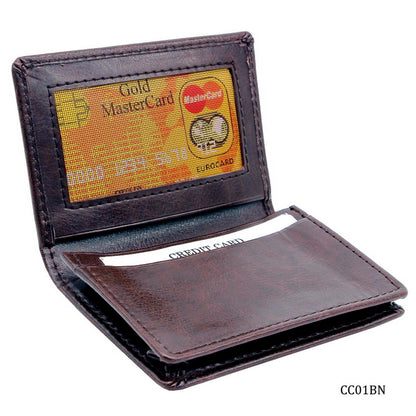Classic Bi-Fold Leather Card Holder with ID Window