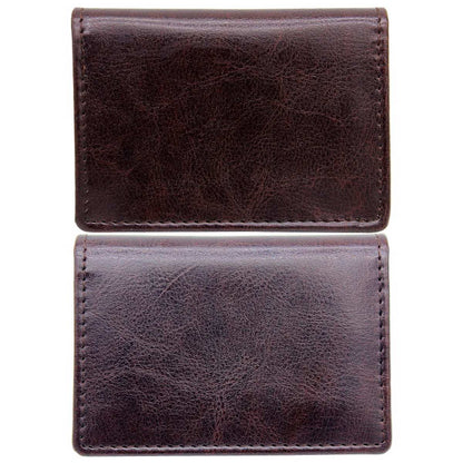 Classic Bi-Fold Leather Card Holder with ID Window