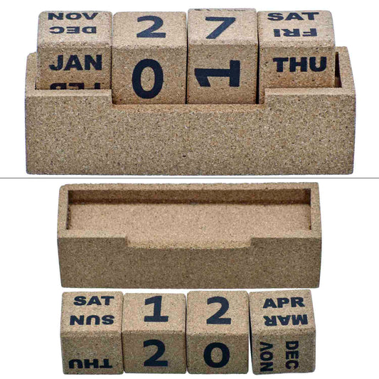 EcoBlock Perpetual Cork Desk Calendar – Full Date Edition