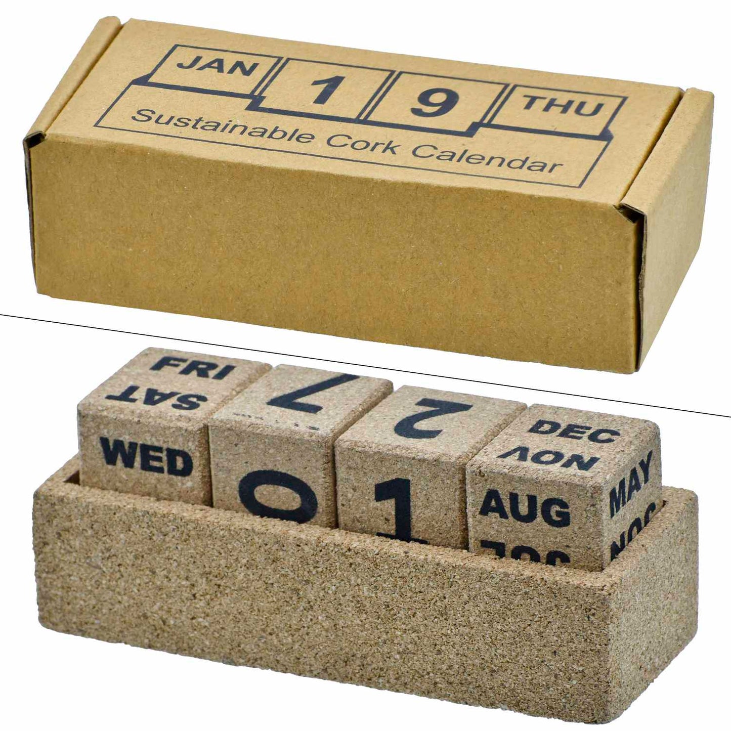 EcoBlock Perpetual Cork Desk Calendar – Full Date Edition