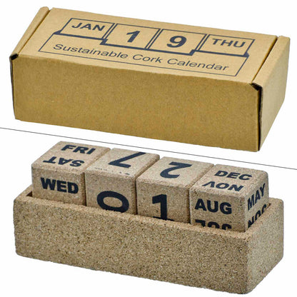 EcoBlock Perpetual Cork Desk Calendar – Full Date Edition