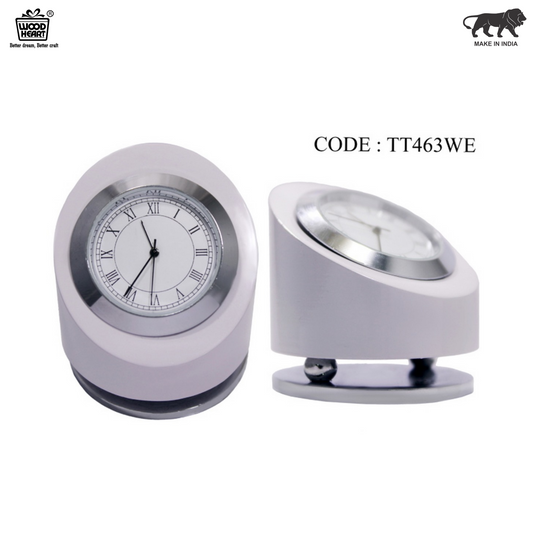 Wood Heart White Rotating Desk Clock