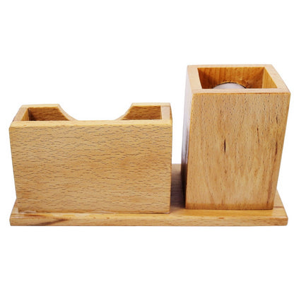 TimberTime Wooden Desk Organizer with Clock