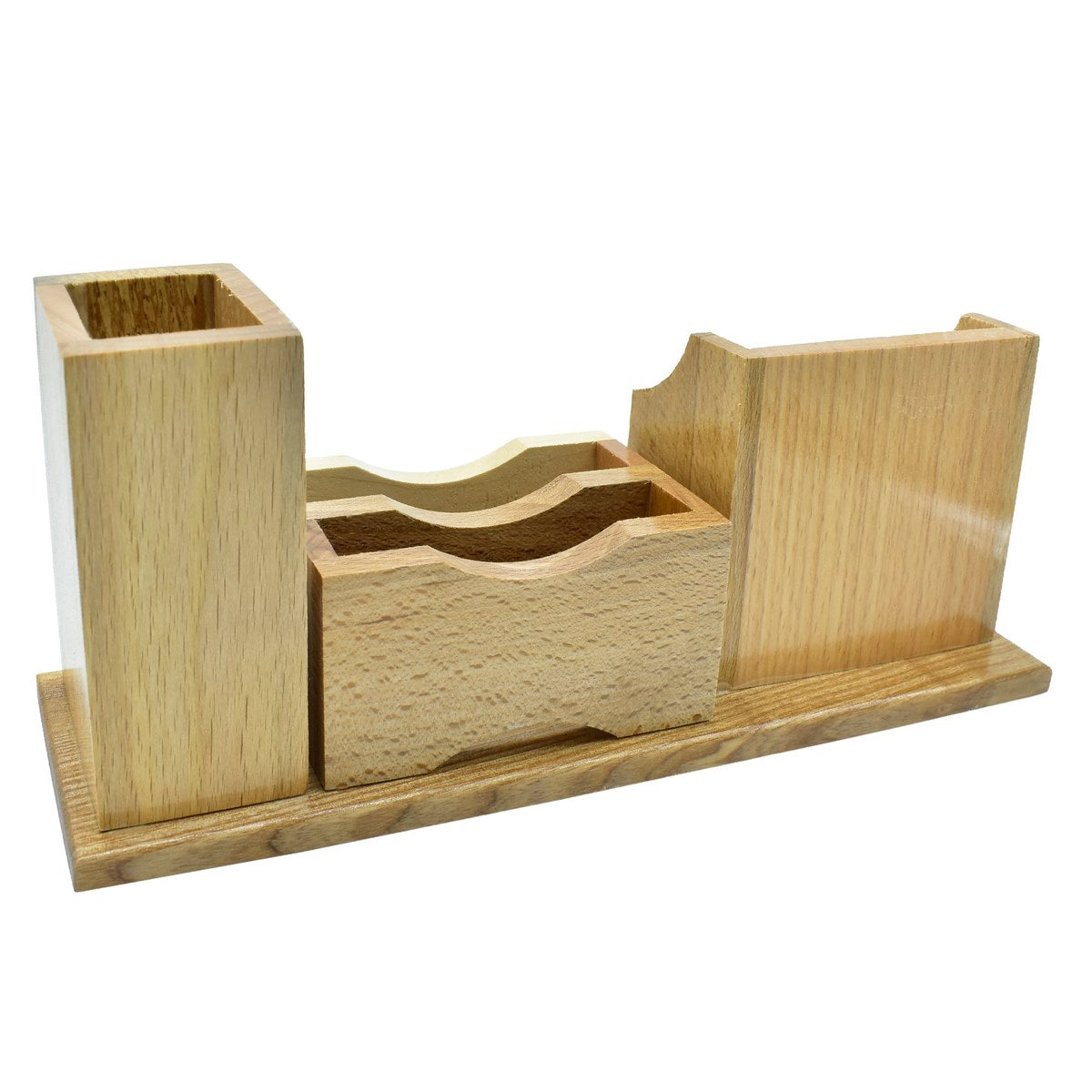 TimberTidy Wooden Desk Organizer with Clock