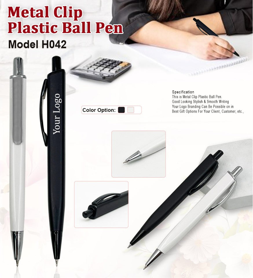 MetalClip Plastic Ball Pen