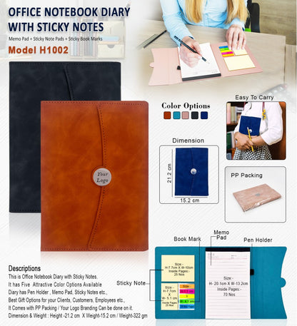 Office Notebook Diary with Sticky Notes