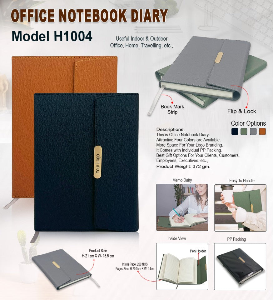 Executive PU Leather Notebook Diary with Pen Holder & Bookmark