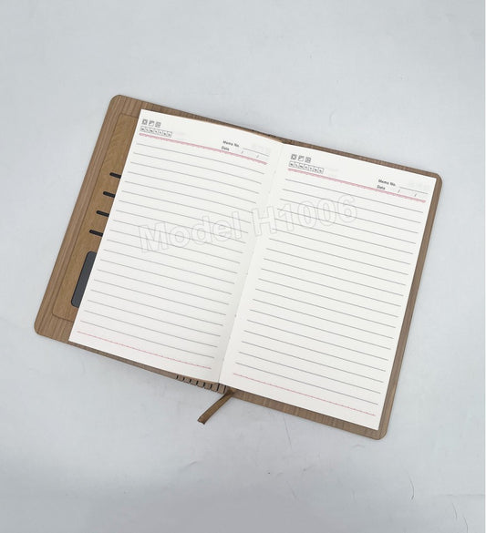 Premium Wooden Cover Notebook Diary with Document Holder