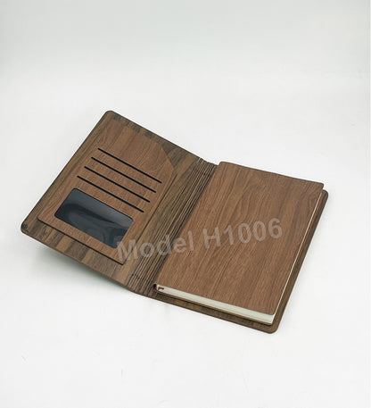 Premium Wooden Cover Notebook Diary with Document Holder