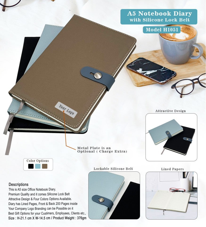 A5 Premium Notebook Diary with Silicone Lock Belt