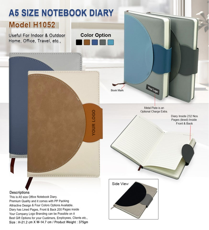 A5 Premium Notebook Diary with Curved PU Design