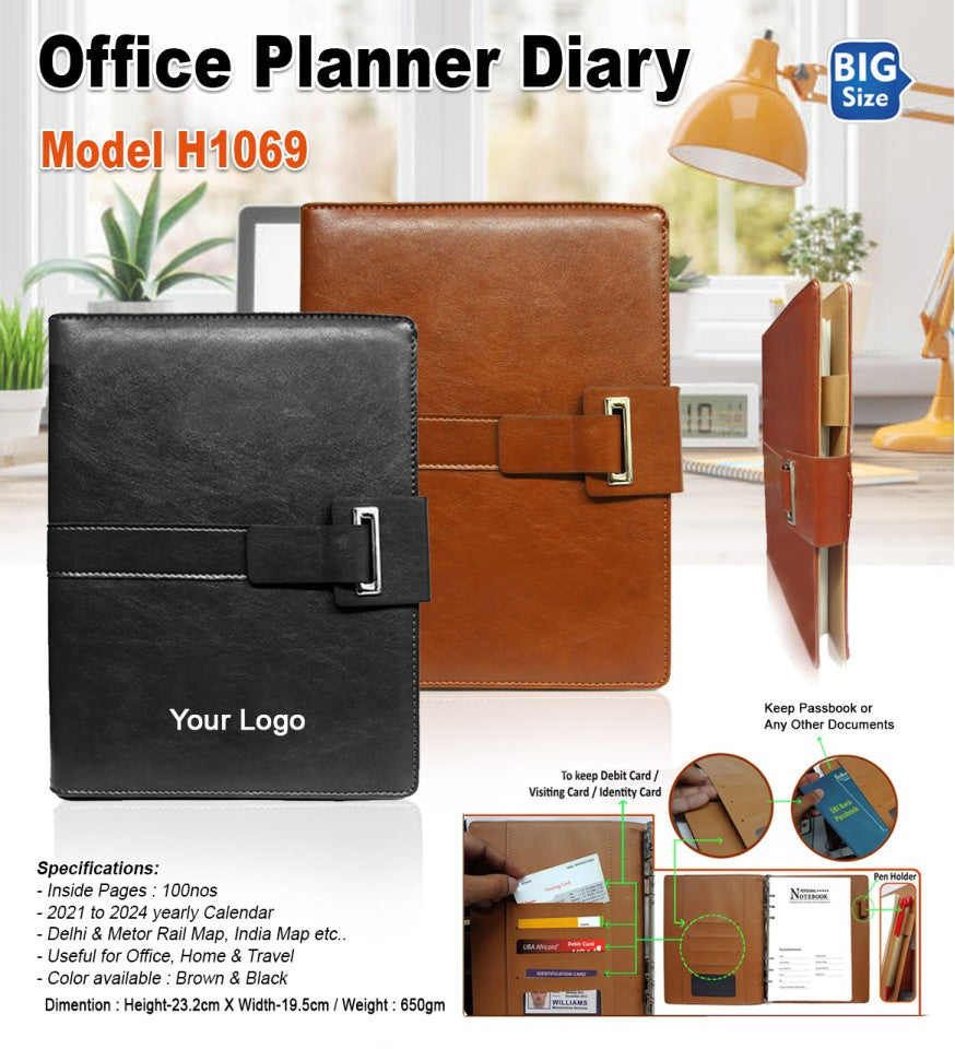 Office Planner Diary – Premium PU Organizer with Belt Lock (Big Size)