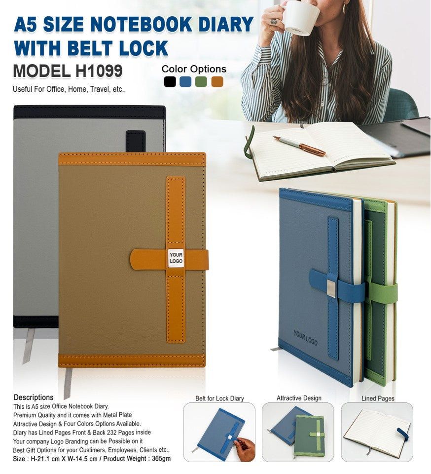 A5 Premium Notebook Diary with Belt Lock
