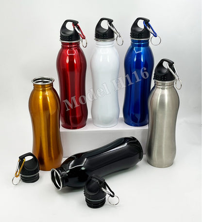 AquaTrek 750ml Stainless Steel Water Bottle – Travel Carabiner Edition