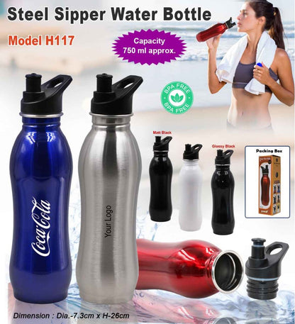 HydraSip 750ml Stainless Steel Sipper Bottle – BPA-Free Sports Edition