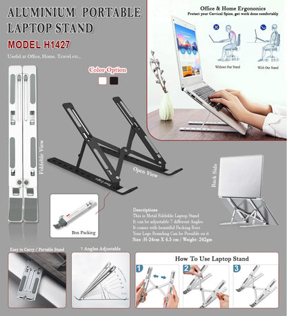 AeroFold™ Aluminium Portable Laptop Stand – 7-Angle Adjustable & Foldable Design