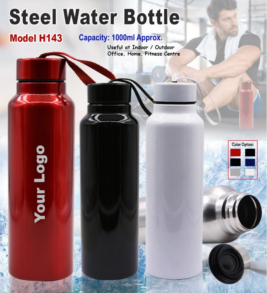 HydraMax Pro Stainless Steel Water Bottle – 1000ml with Carry Strap