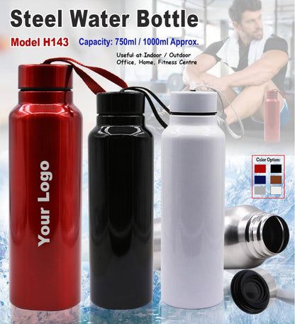 HydraMax Stainless Steel Water Bottle – 750ml with Carry Strap