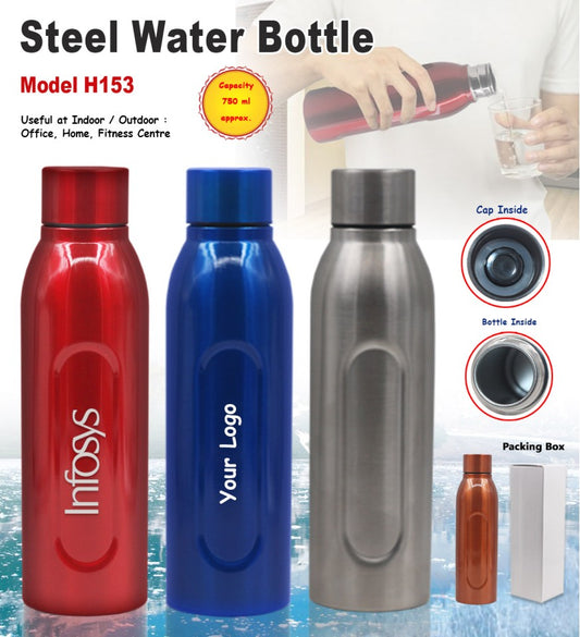 AquaSteel Grip 750ml Stainless Steel Water Bottle – Ergonomic & Sleek