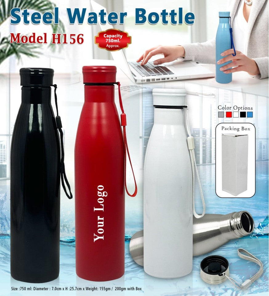 AquaSteel Sleek 750ml Stainless Steel Water Bottle – Strap Handle Design