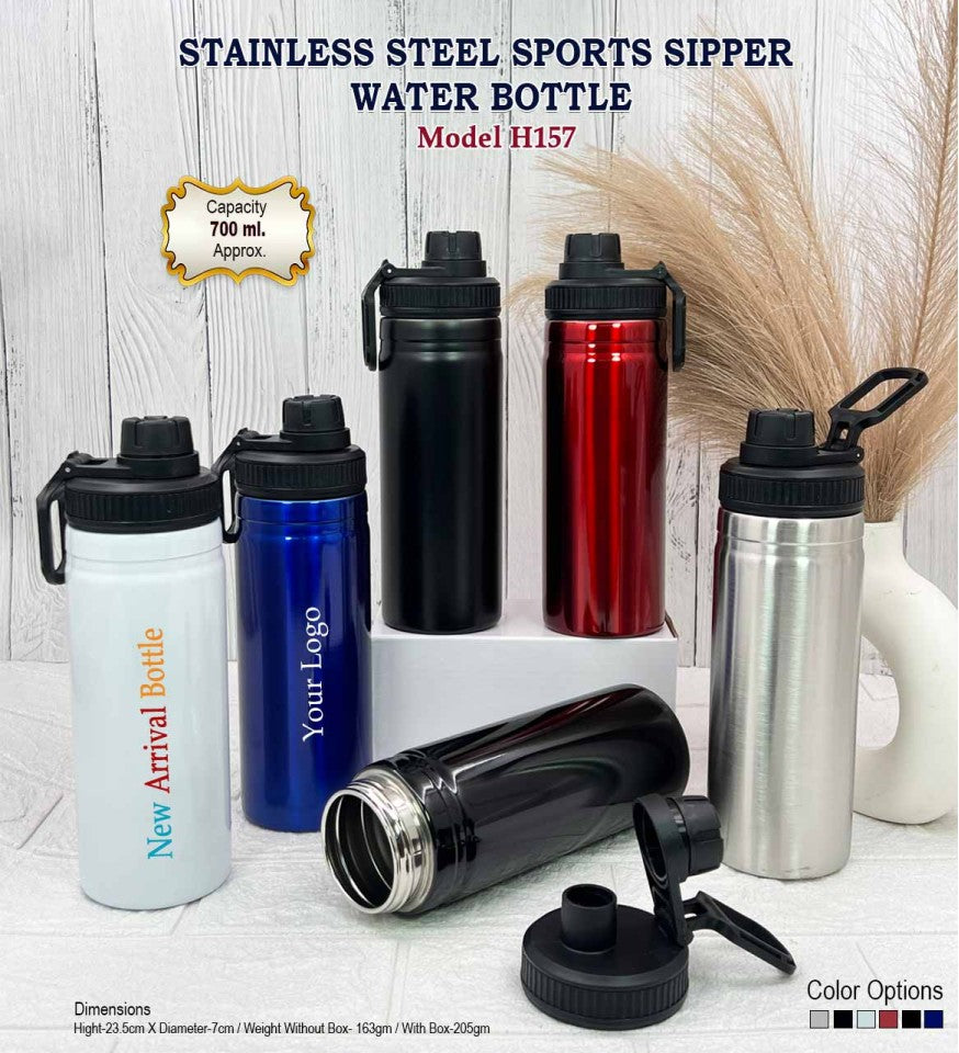 AquaSteel Sports Sipper 700ml Stainless Steel Water Bottle – Flip Cap & Carry Hook