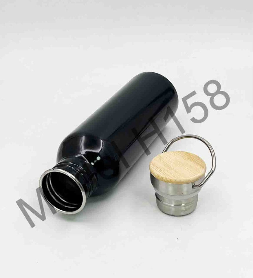 EcoSteel Wooden-Lid Stainless Steel Water Bottle – 750ml