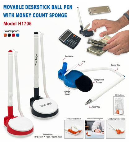 CountMate™ Movable Deskstick Ball Pen with Money Count Sponge