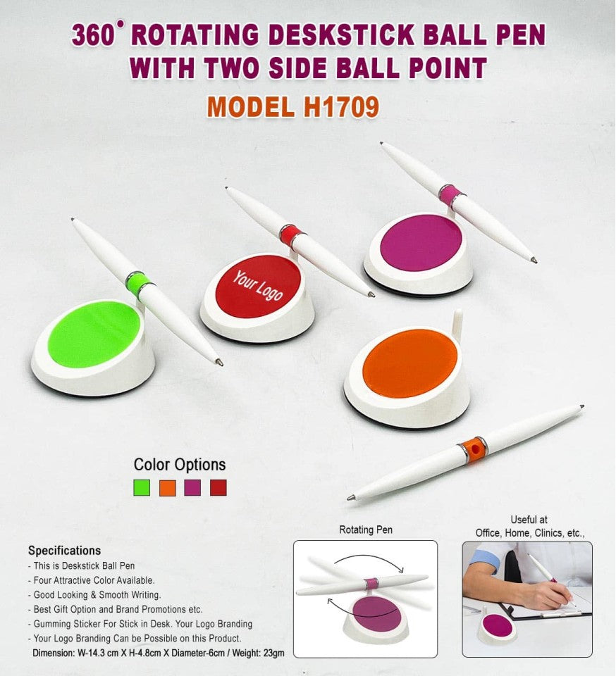 SpinNote™ 360° Rotating Deskstick Ball Pen – Dual Tip