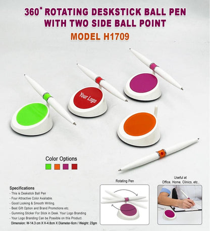 SpinNote™ 360° Rotating Deskstick Ball Pen – Dual Tip
