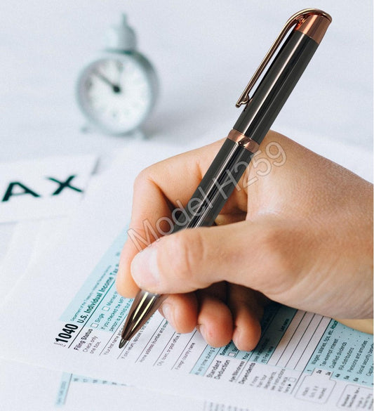 RoseLux™ Metal Roller Pen (Rose Gold with Grey Shade)