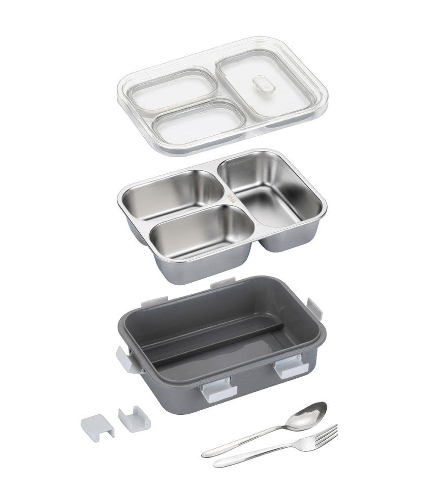 2 Compartment Lunch Box with Spoon & Fork
