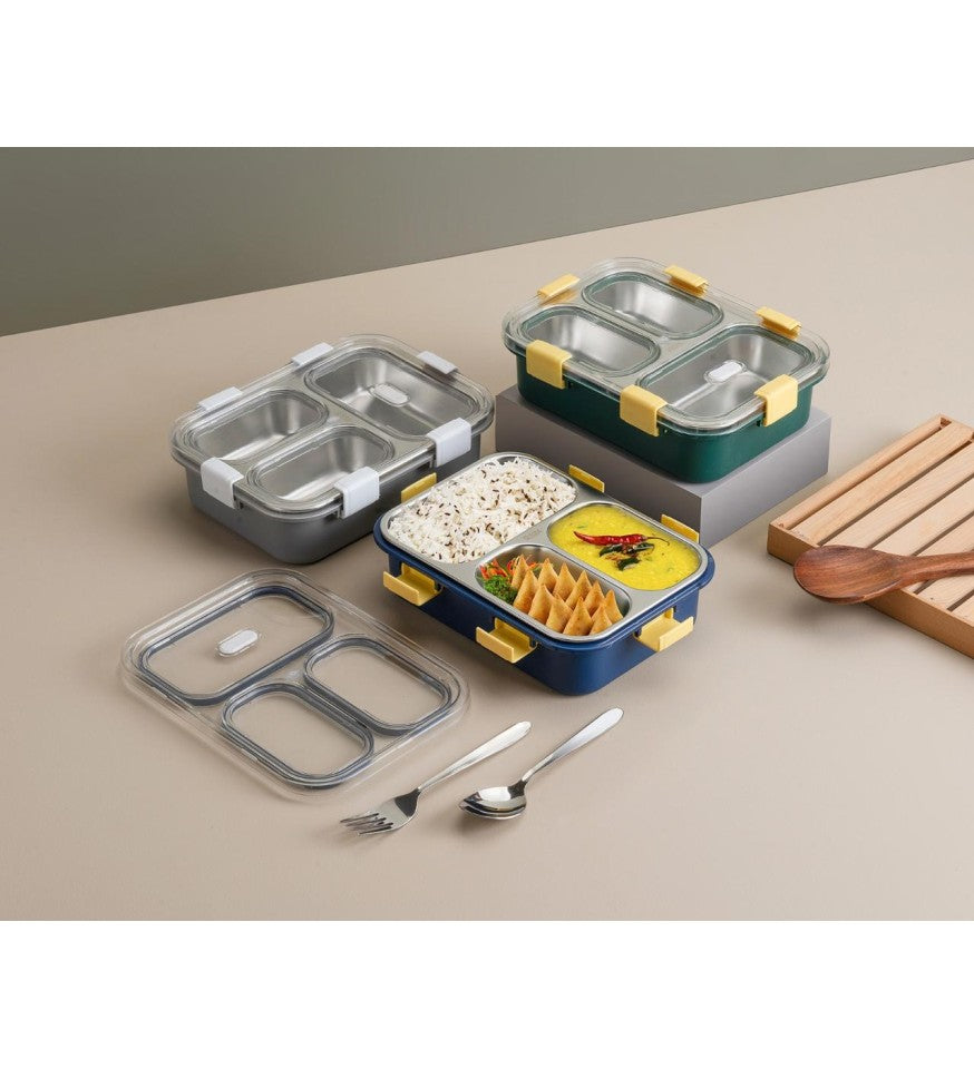 2 Compartment Lunch Box with Spoon & Fork