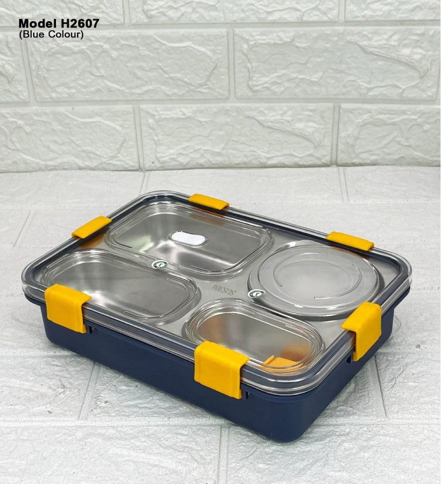 4 Compartment Lunch Box with Spoon & Fork