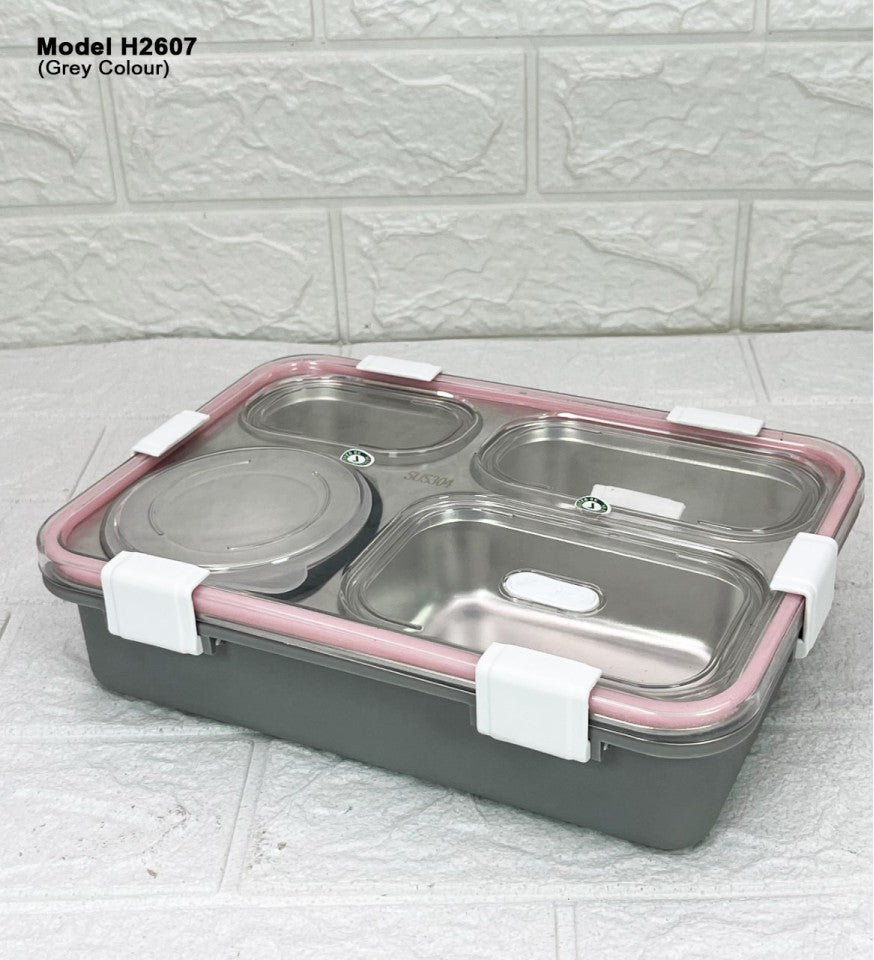 4 Compartment Lunch Box with Spoon & Fork